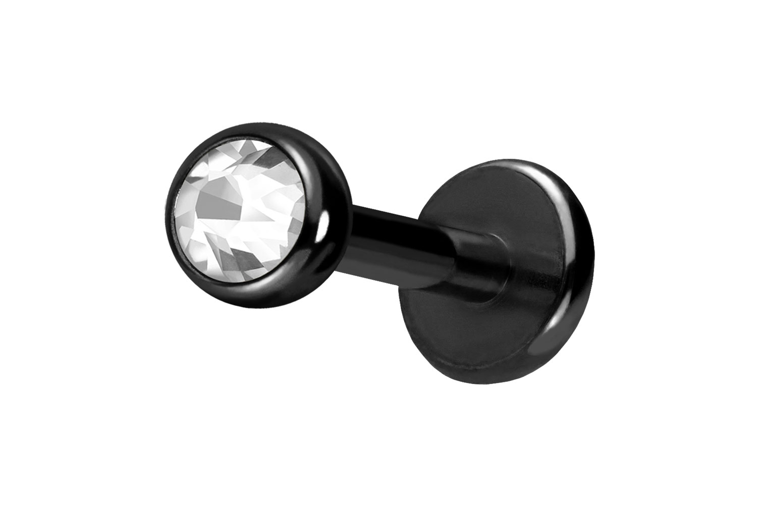 Titan Labret Piercing mit Push Fit KRISTALL